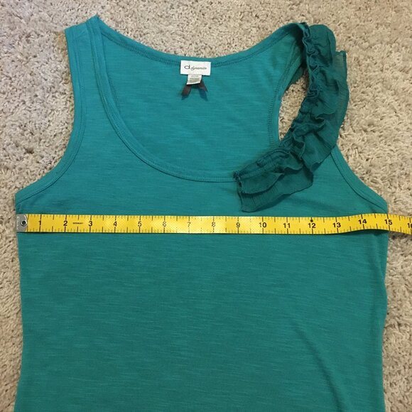 Y2K Dynamite Aquamarine Ruffle Shoulder Tank Top - Picture 12 of 15